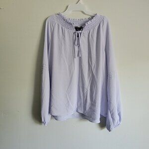 Social Standard Purple Blouse Women's Long Sleeve Tallie Peasant Top NWT